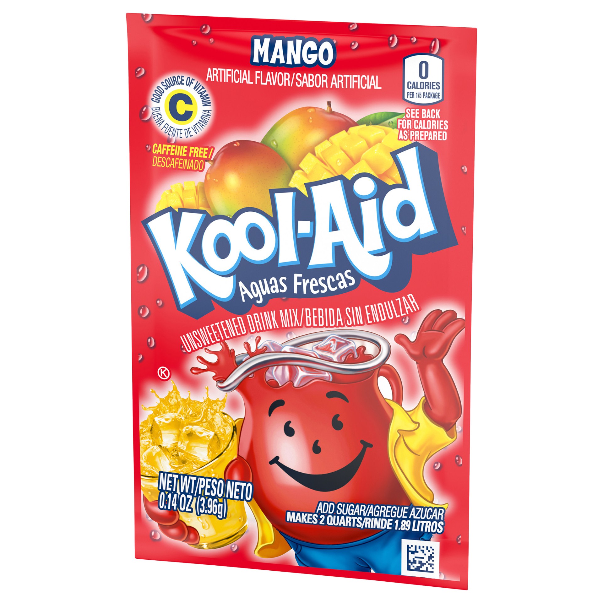 slide 2 of 5, Kool-Aid Aguas Frescas Unsweetened Mango Artificially Flavored Powdered Soft Drink Mix, 0.14 oz Packet, 0.14 oz