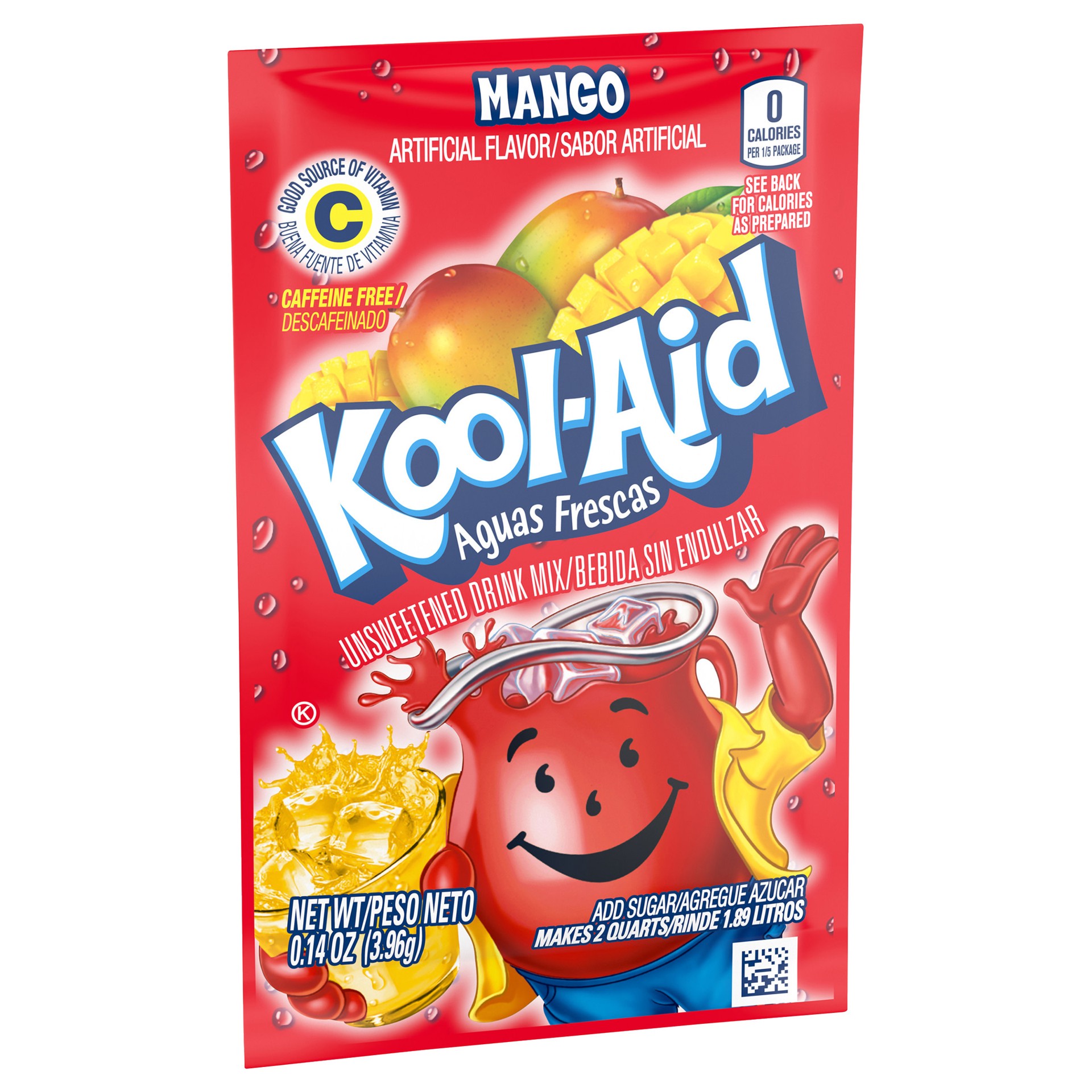 slide 5 of 5, Kool-Aid Aguas Frescas Unsweetened Mango Artificially Flavored Powdered Soft Drink Mix, 0.14 oz Packet, 0.14 oz