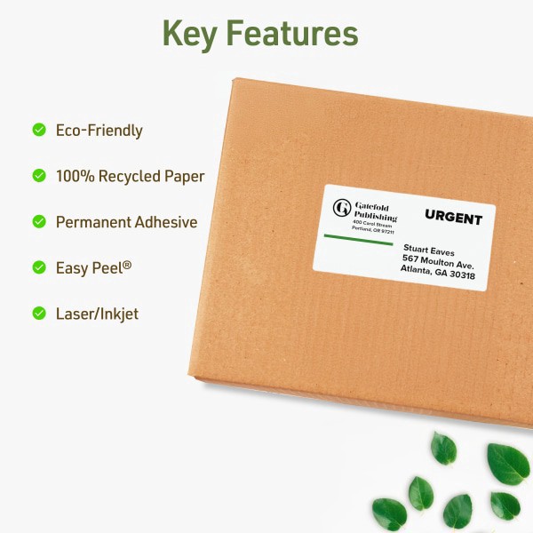 slide 9 of 9, Avery Ecofriendly Recycled Labels, Rectangle, 2"" X 4"", Matte White, Pack Of 100, 100 ct