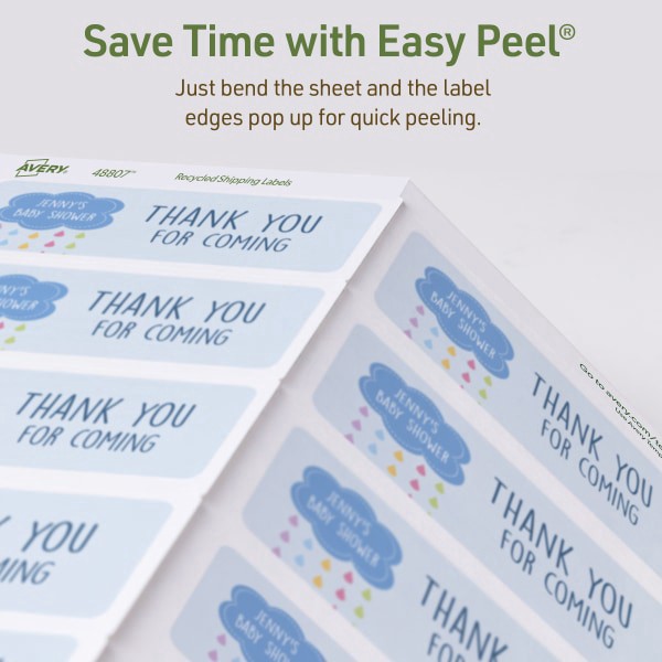 slide 3 of 9, Avery Ecofriendly Recycled Labels, Rectangle, 2"" X 4"", Matte White, Pack Of 100, 100 ct