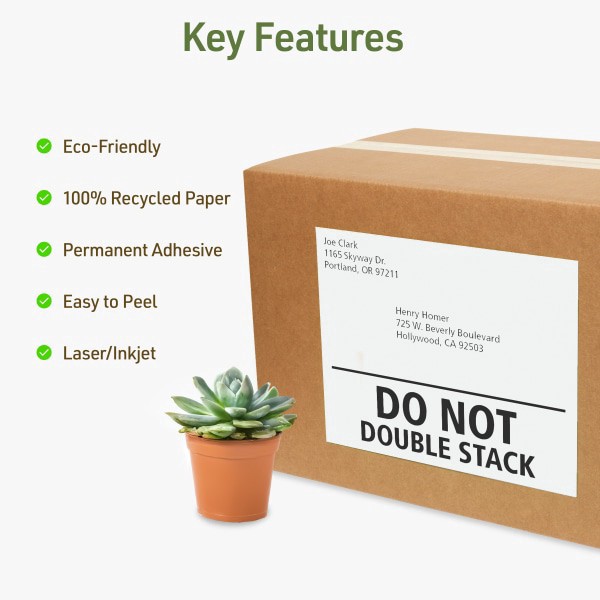 slide 3 of 8, Avery Ecofriendly Recycled Labels, Rectangle, 8-1/2"" X 11"", Matte White, Pack Of 10, 10 ct