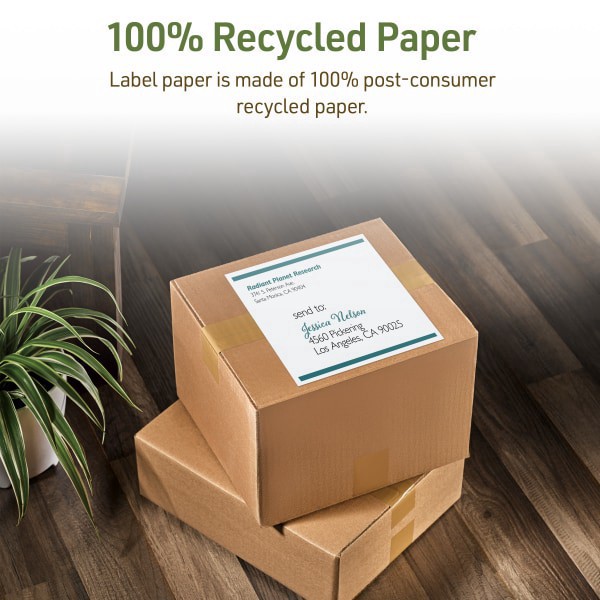 slide 5 of 8, Avery Ecofriendly Recycled Labels, Rectangle, 8-1/2"" X 11"", Matte White, Pack Of 10, 10 ct