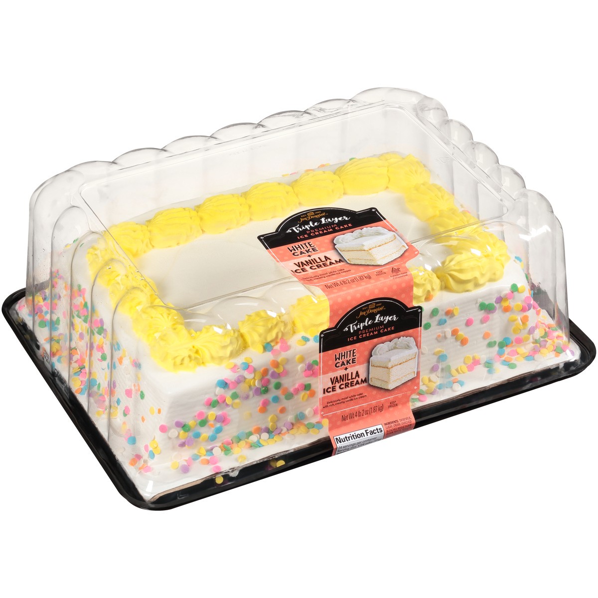 slide 8 of 8, Jon Donaire Triple Layer White Cake + Vanilla Ice Cream Premium Ice Cream Cake 4.13 lb. Clamshell, 4.13 lb