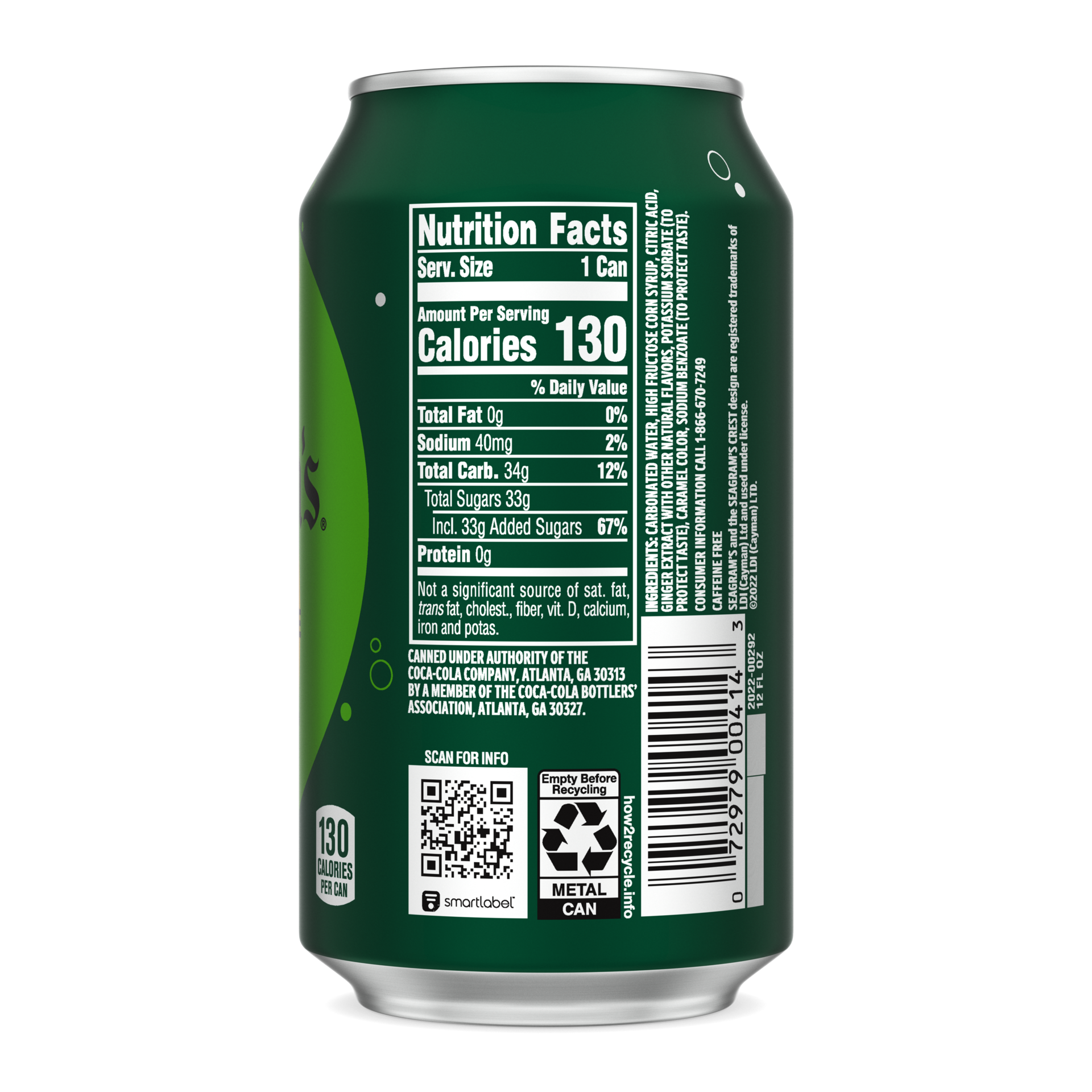 slide 2 of 5, Seagram's Seagrams Ginger Ale Can, 12 fl oz, 12 fl oz