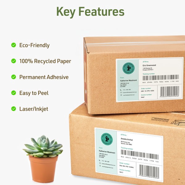 slide 3 of 8, Avery Ecofriendly Recycled Labels, Rectangle, 5-1/2"" X 8-1/2"", Matte White, Pack Of 20, 20 ct