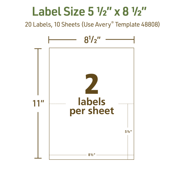 slide 7 of 8, Avery Ecofriendly Recycled Labels, Rectangle, 5-1/2"" X 8-1/2"", Matte White, Pack Of 20, 20 ct