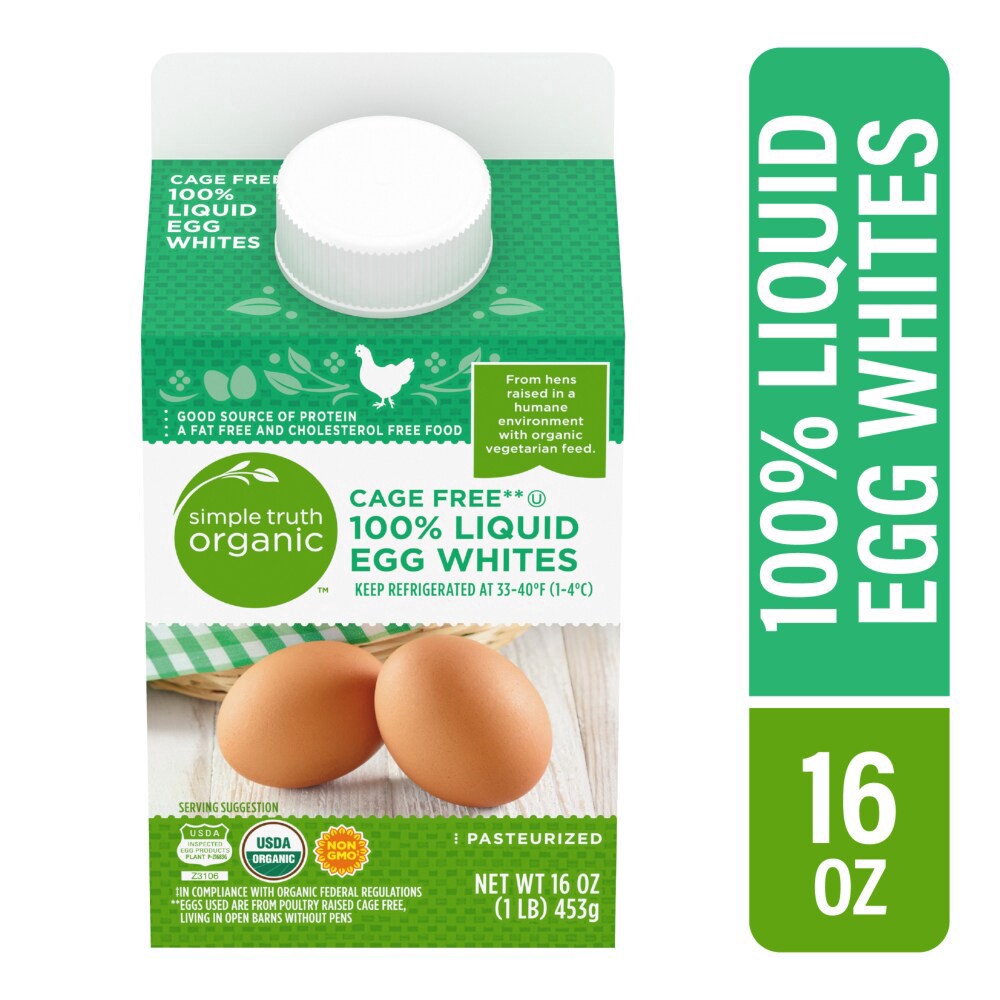 slide 2 of 5, Simple Truth Cage Free Liquid Egg Whites, 16 oz