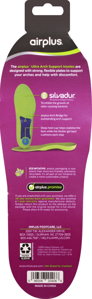 slide 8 of 8, Airplus Women's Ultra Arch Support Orthotic Insoles, 1 ct