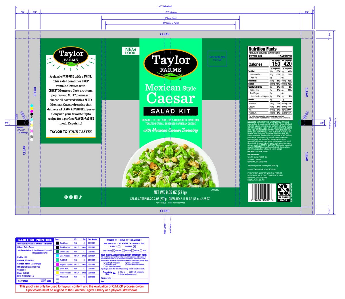 slide 3 of 8, Taylor Farms Mexican Style Caesar Salad Kit, 9.55 oz