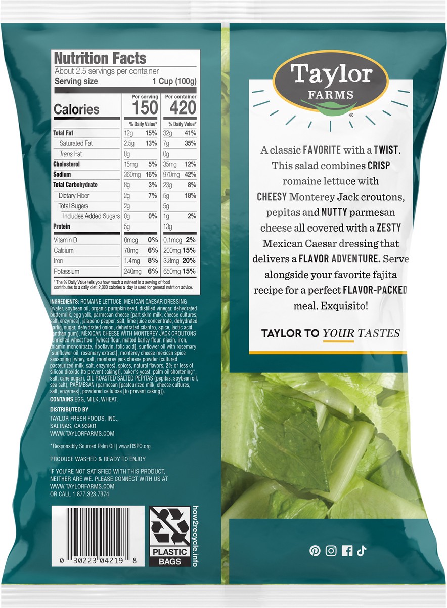slide 8 of 8, Taylor Farms Mexican Style Caesar Salad Kit, 9.55 oz