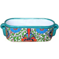 Blue Orange Pottery Cholula Handle Cuna Planter