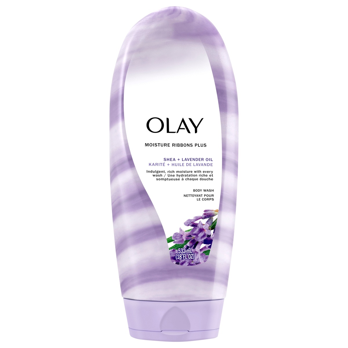 slide 1 of 1, Olay Moisture Ribbons Plus Shea + Lavender Oil Body Wash - 18 fl oz, 18 oz