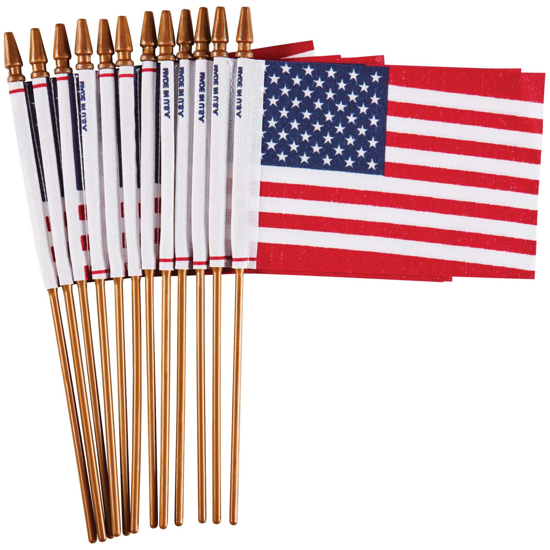 slide 1 of 1, U.S.A Polycotton Seasonal Designs U.S. Hand Flags, 12 ct