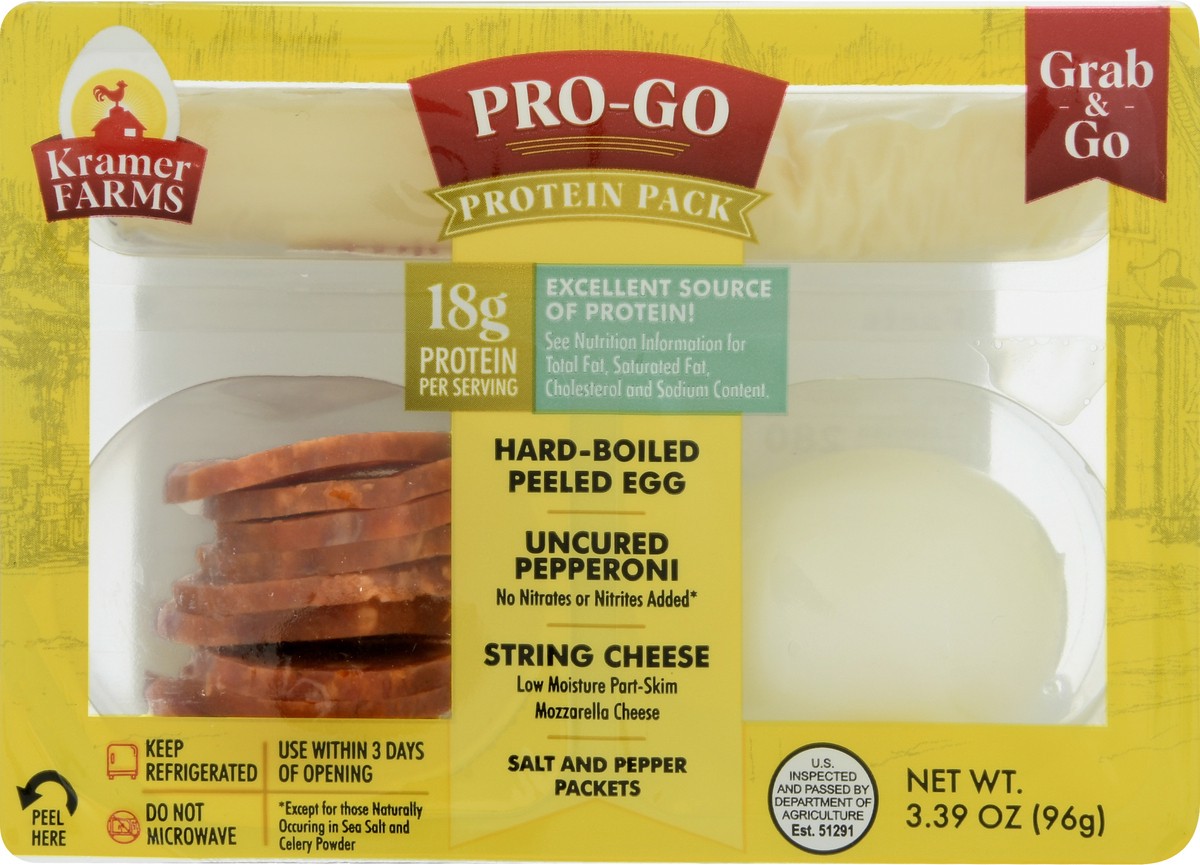 slide 10 of 12, Kramer Farms Pro-Go Mozzarella/Pepp Egg Snack Pack, 3.39 oz