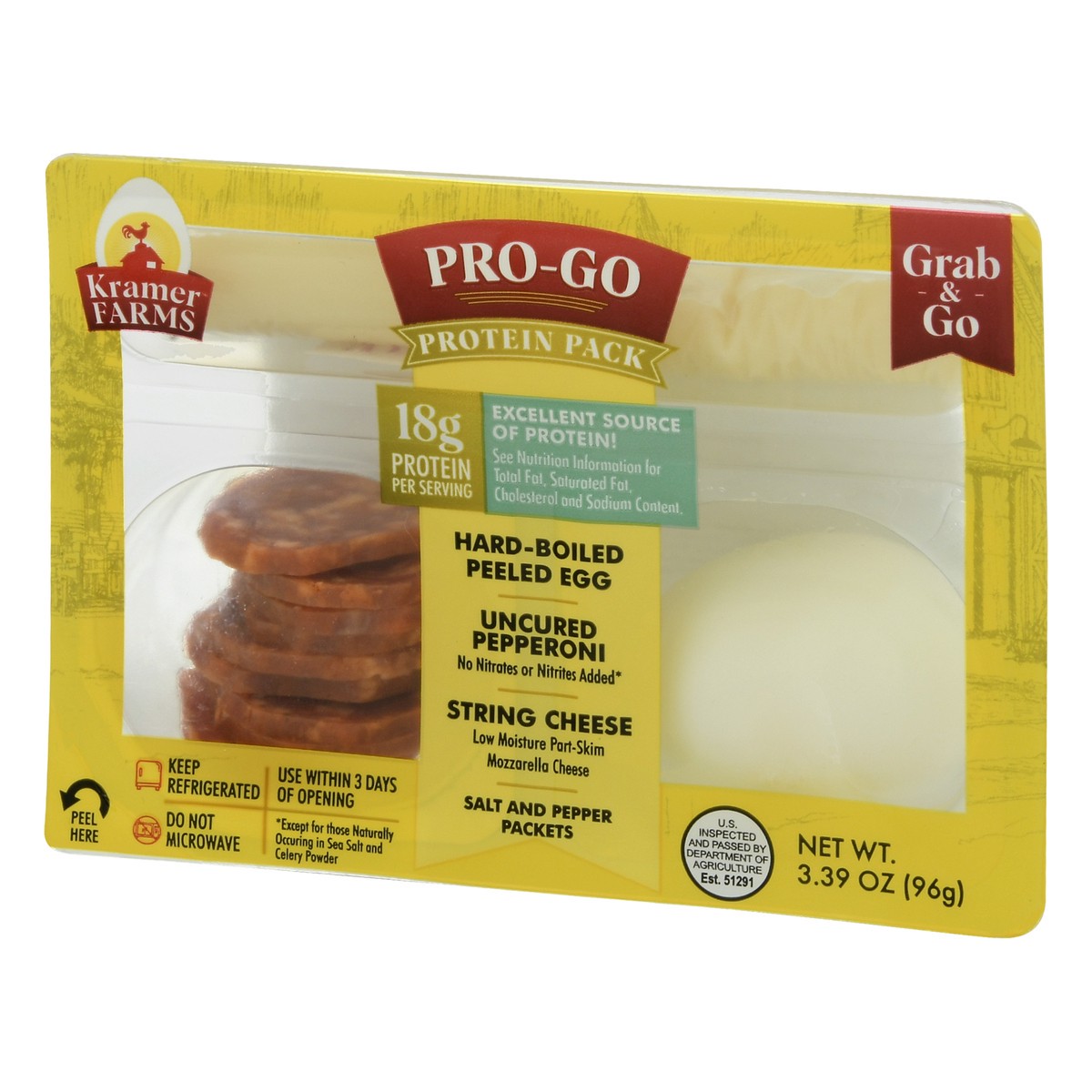 slide 3 of 12, Kramer Farms Pro-Go Mozzarella/Pepp Egg Snack Pack, 3.39 oz