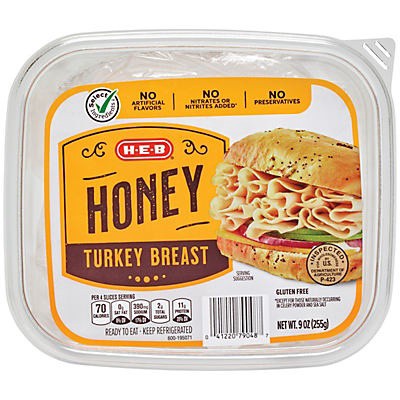 slide 1 of 1, H-E-B Select Ingredients Turkey Breast Honey Roasted Shaved, 9 oz