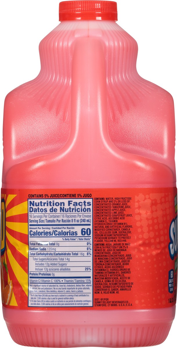 slide 10 of 13, SUNNYD Orange Strawberry Juice Drink, 1 Gallon Bottle, 128 fl oz