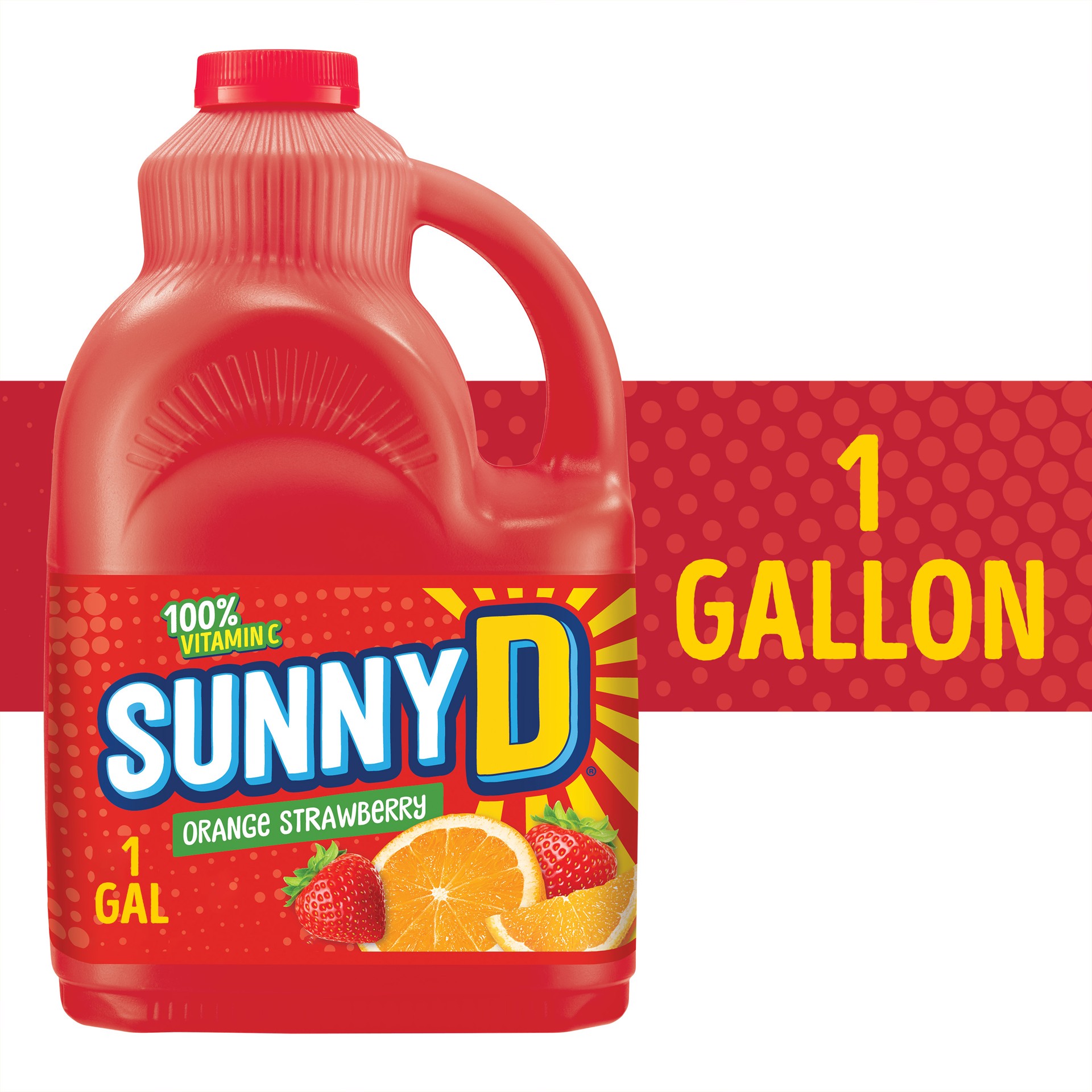 slide 1 of 13, SUNNYD Orange Strawberry Juice Drink, 1 Gallon Bottle, 128 fl oz