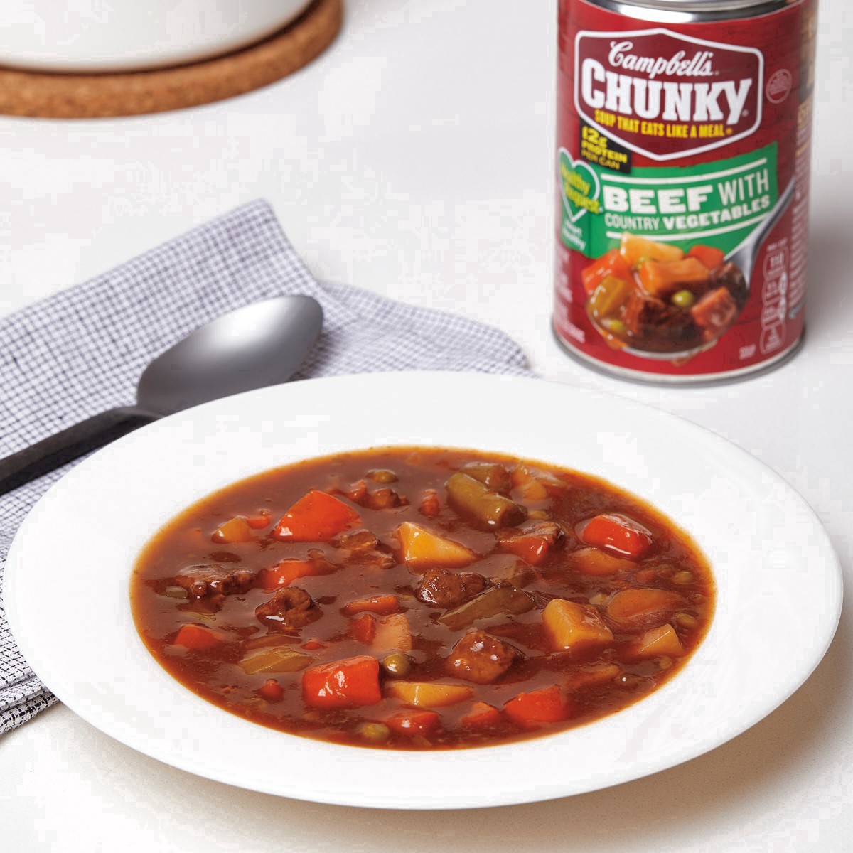 slide 25 of 54, Campbell's Chunky Healthy Request Soup, Beef Soup with Country Vegetables, 18.8 Oz Can, 18.8 oz