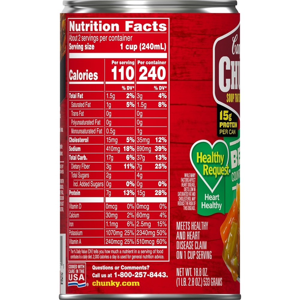 Campbell's Chunky Healthy Request Beef with Country Vegetables Soup 18.