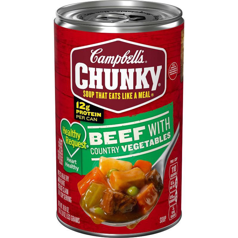 slide 1 of 54, Campbell's Chunky Healthy Request Soup, Beef Soup with Country Vegetables, 18.8 Oz Can, 18.8 oz