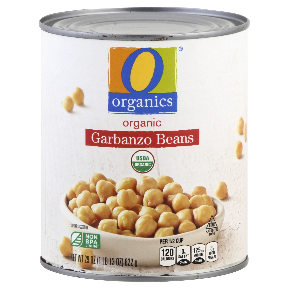 slide 1 of 7, O Organics Beans Garbanzo, 29 oz