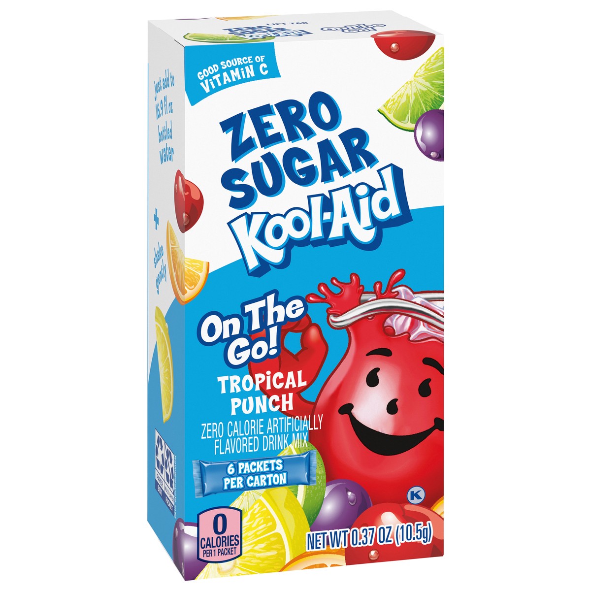 slide 3 of 9, Kool-Aid Tropical Punch Zero Sugar Powdered Soft Drink Mix, 6 ct On-the-Go-Packets, 8 per Case, 6 ct