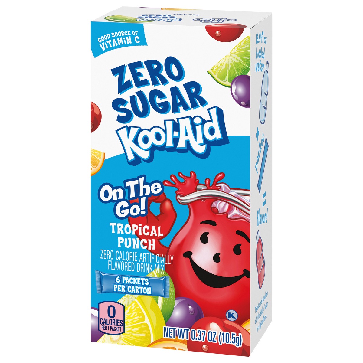slide 7 of 9, Kool-Aid Tropical Punch Zero Sugar Powdered Soft Drink Mix, 6 ct On-the-Go-Packets, 8 per Case, 6 ct