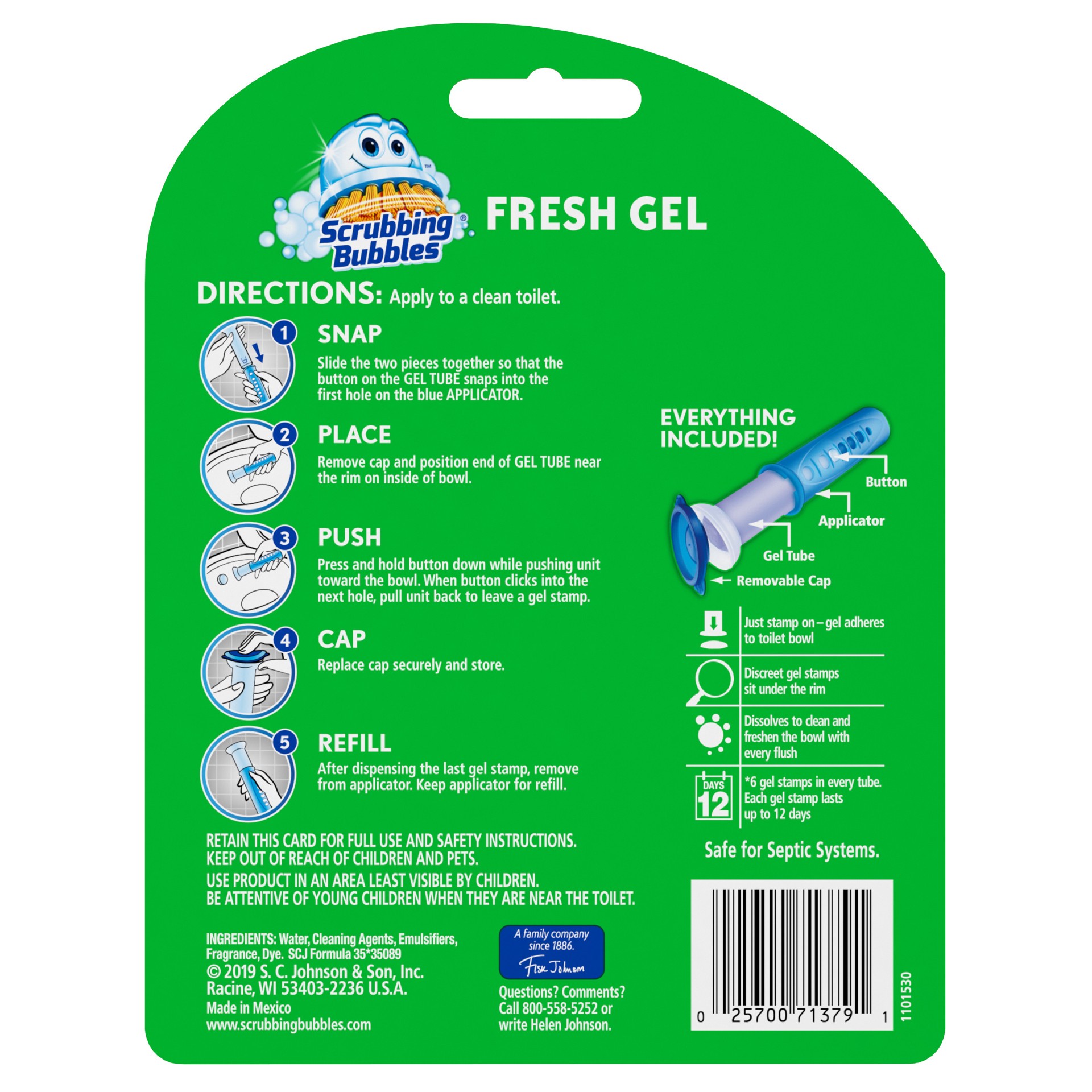 slide 2 of 4, Scrubbing Bubbles Fresh Gel Toilet Cleaning Stamp & Applicator, Lavender Scent, 6 Count, 1.34 oz