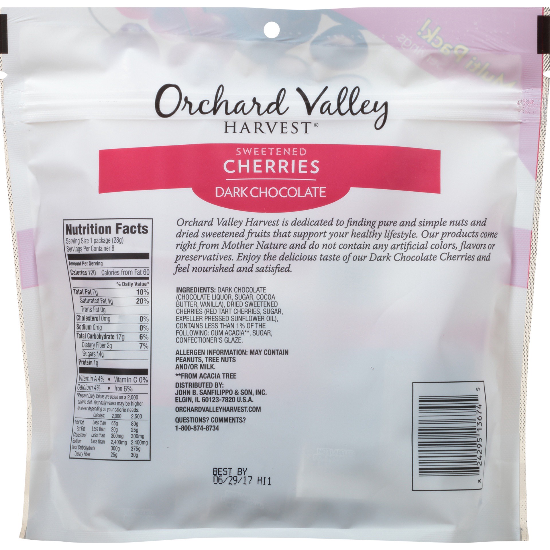 slide 5 of 6, Orchard Valley Harvest Dark Chocolate Dipped Cherries 8 - 1 oz Bags, 8 oz