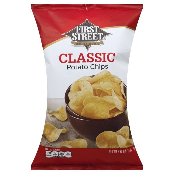 slide 1 of 1, First Street Classic Potato Chips, 2.75 oz