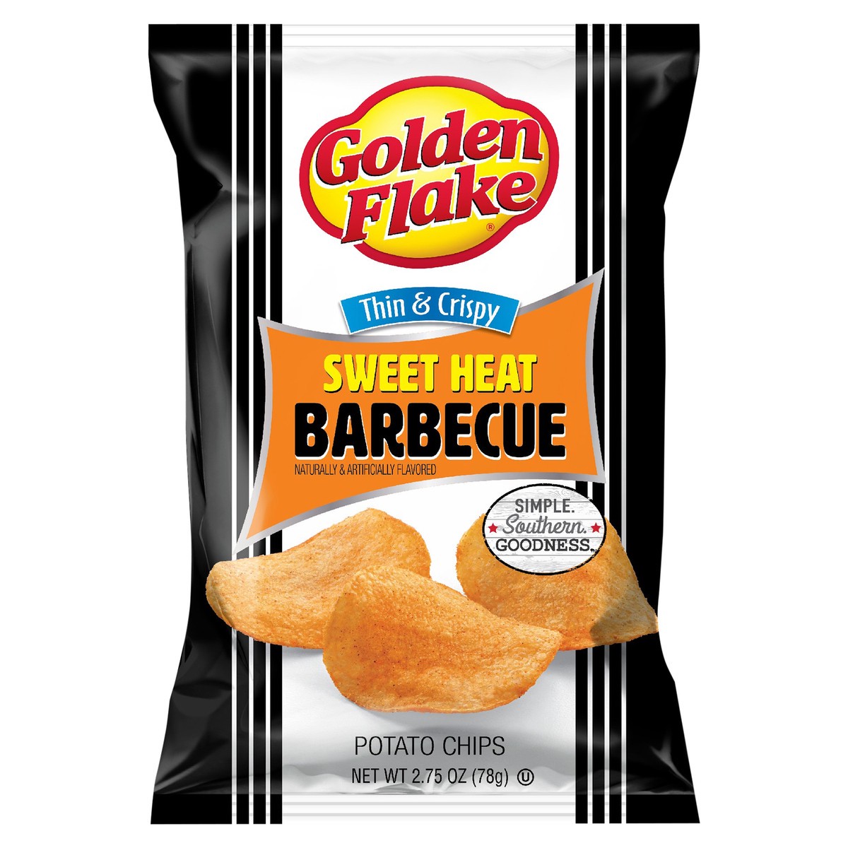 slide 4 of 11, Golden Flake Potato Chips Thin&Crispy Sweet Heat Bbq Flavor, 2.75 oz