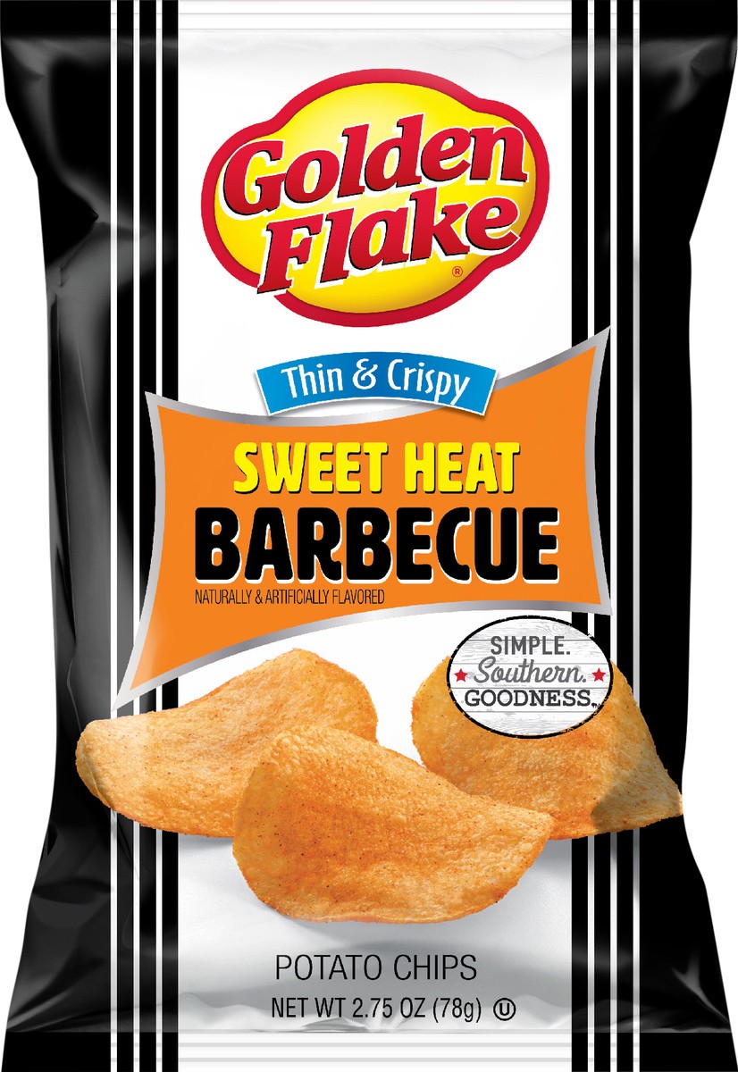slide 7 of 11, Golden Flake Potato Chips Thin&Crispy Sweet Heat Bbq Flavor, 2.75 oz