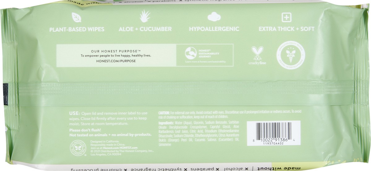 slide 7 of 9, Honest Hydrate + Cleanse Plant-Based Aloe Water + Aloe and Cucumber Wipes 60 ea, 60 ct