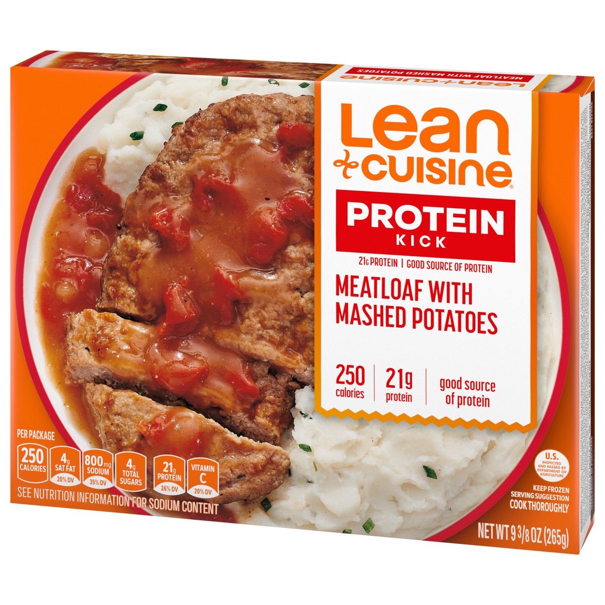 slide 5 of 14, Lean Cuisine Frozen Meal Meatloaf with Mashed Potatoes, Protein Kick Microwave Meal, Meatloaf Dinner, Frozen Dinner for One, 9.38 oz