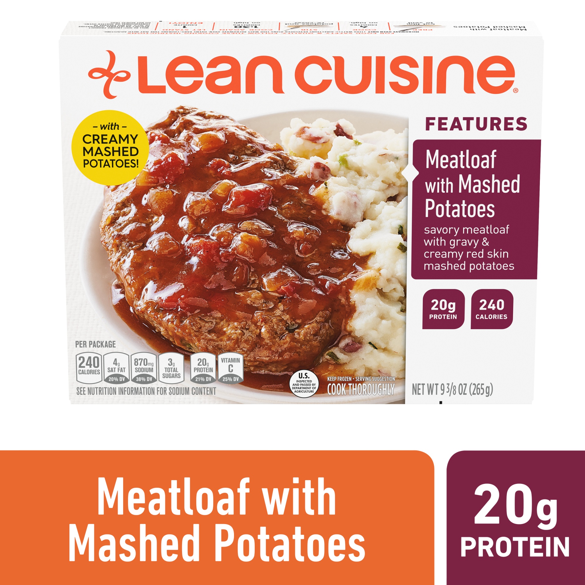 slide 1 of 9, Lean Cuisine Meatloaf with Mashed Potatoes, 9.375 oz