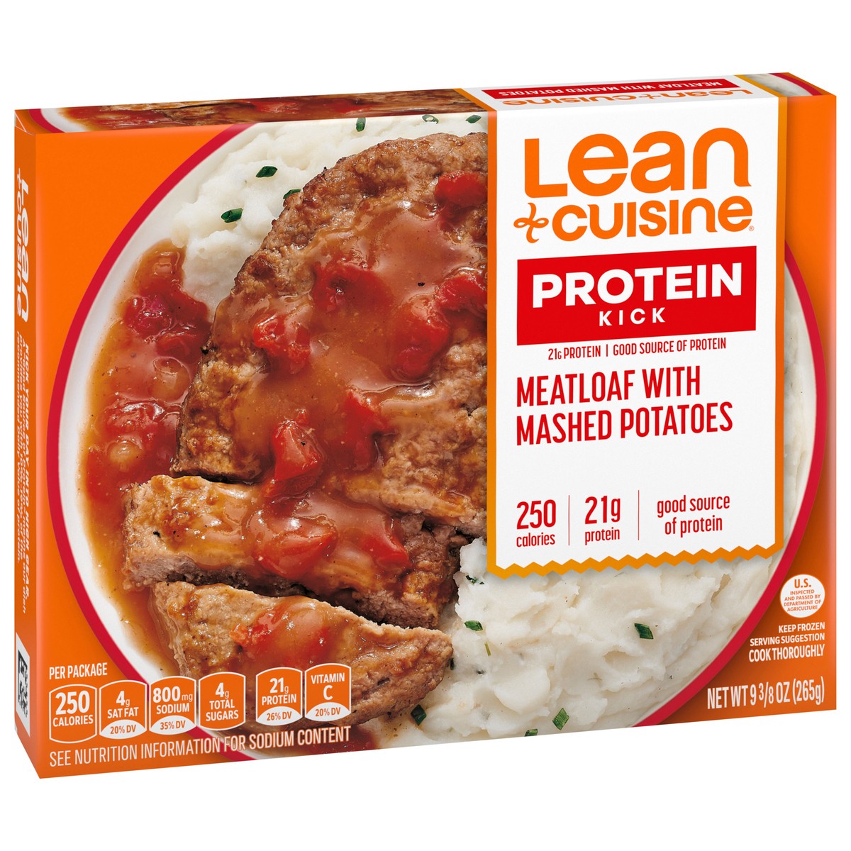 slide 14 of 14, Lean Cuisine Frozen Meal Meatloaf with Mashed Potatoes, Protein Kick Microwave Meal, Meatloaf Dinner, Frozen Dinner for One, 9.38 oz