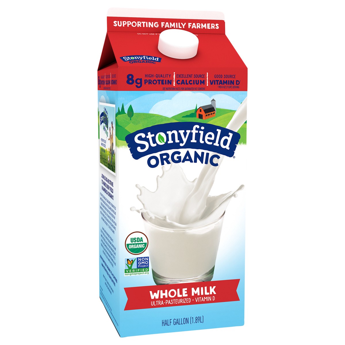 slide 5 of 14, Stonyfield Organic Whole Milk 0.5 gal, 1/2 gal