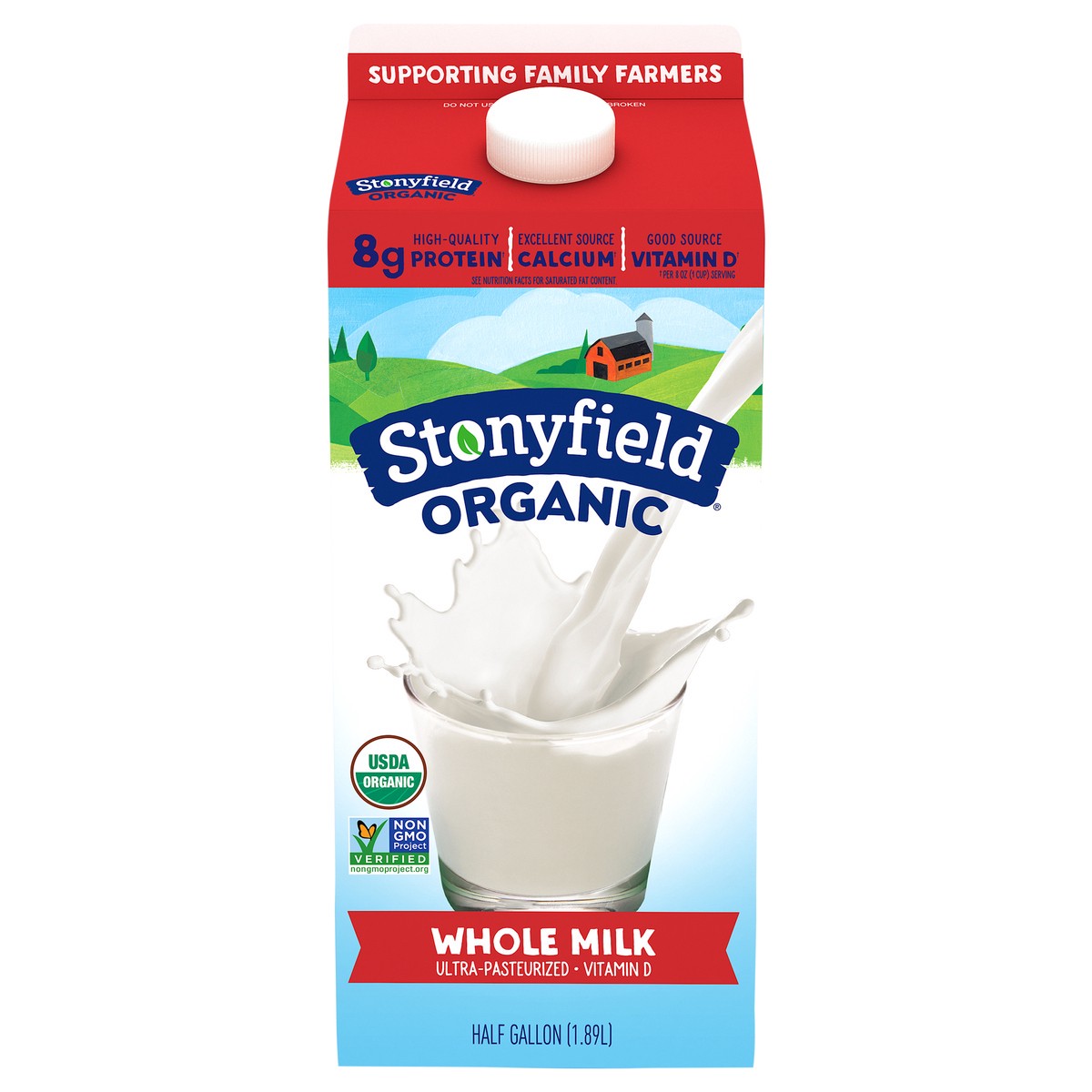 slide 4 of 14, Stonyfield Organic Whole Milk 0.5 gal, 1/2 gal