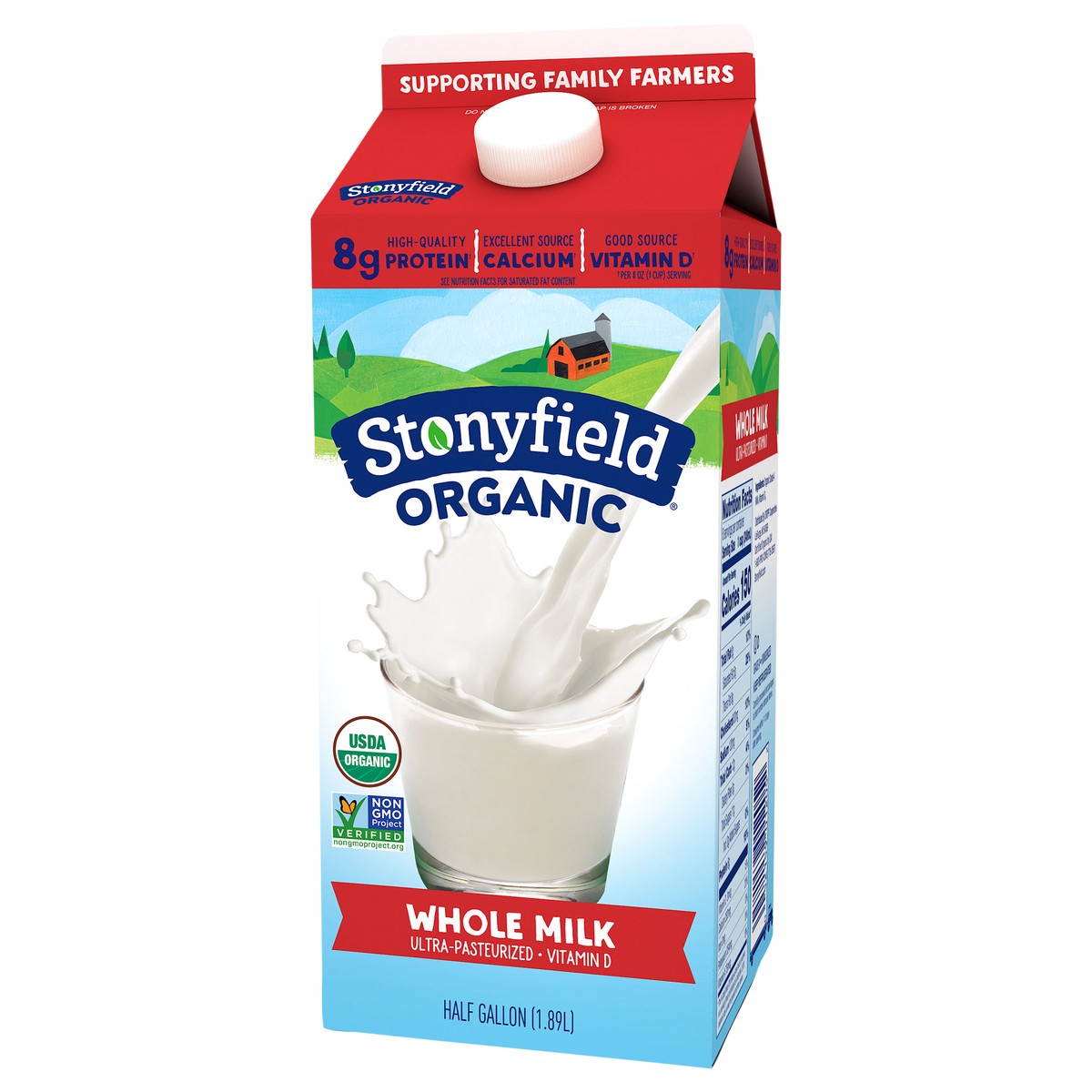 slide 2 of 14, Stonyfield Organic Whole Milk 0.5 gal, 1/2 gal