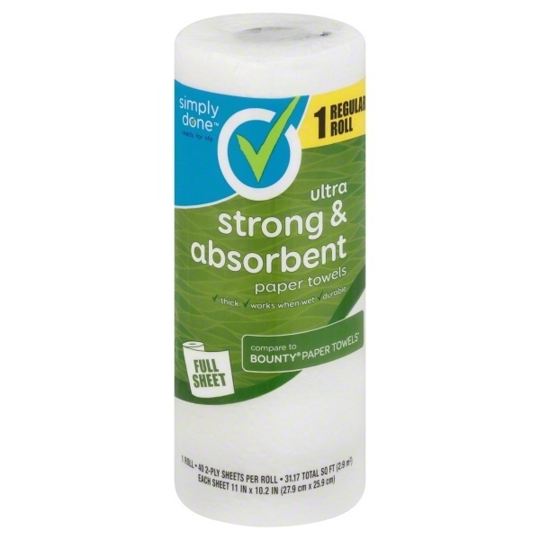 slide 1 of 1, Simply Done Paper Towels - Ultra Strong & Absorbent 2-Ply, 40 ct