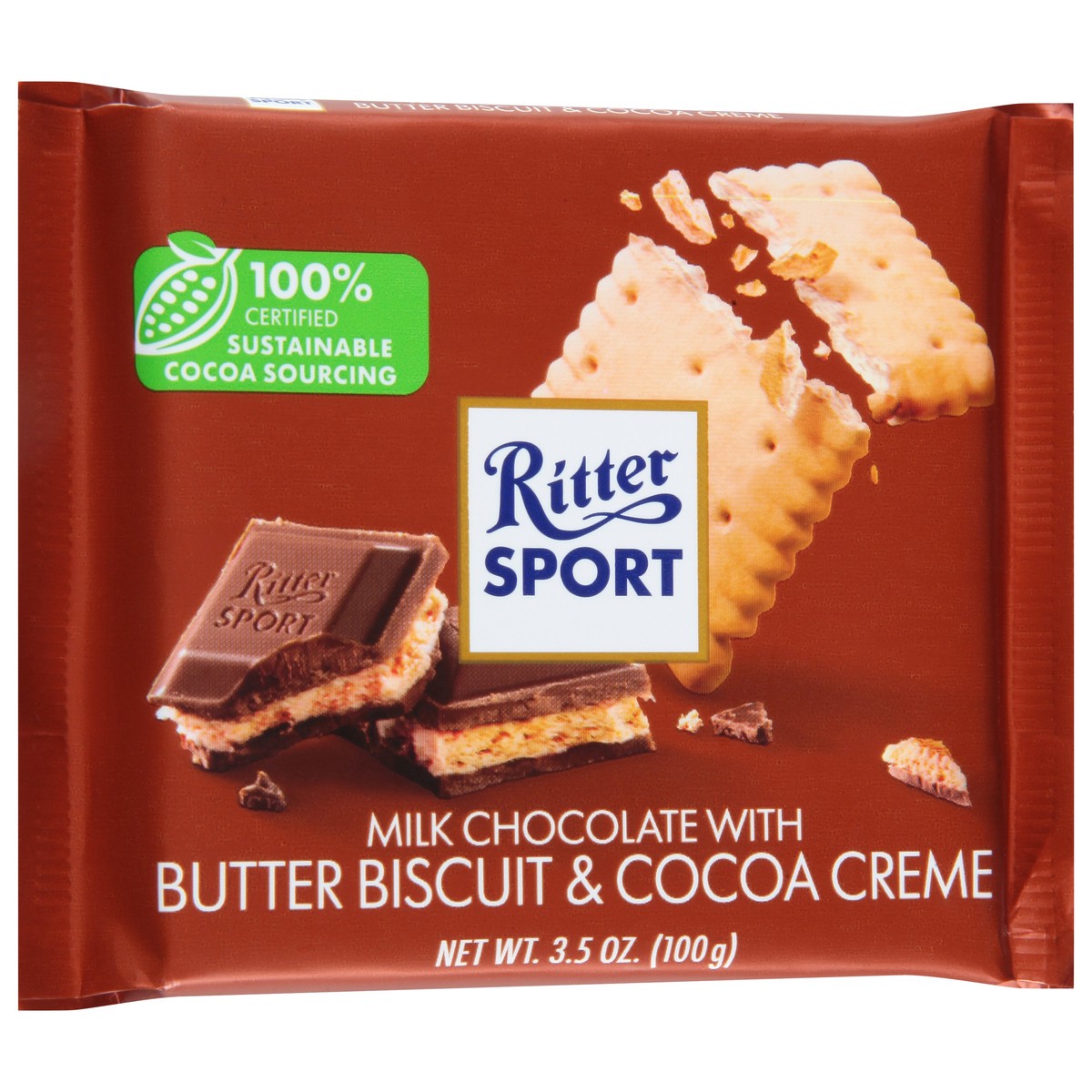 slide 9 of 9, Ritter Sport Milk Chocolate with Butter Biscuit & Cocoa Creme 3.5 oz, 3.5 oz