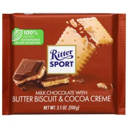 Ritter Sport Milk Chocolate with Butter Biscuit & Cocoa Creme - 3.5 oz