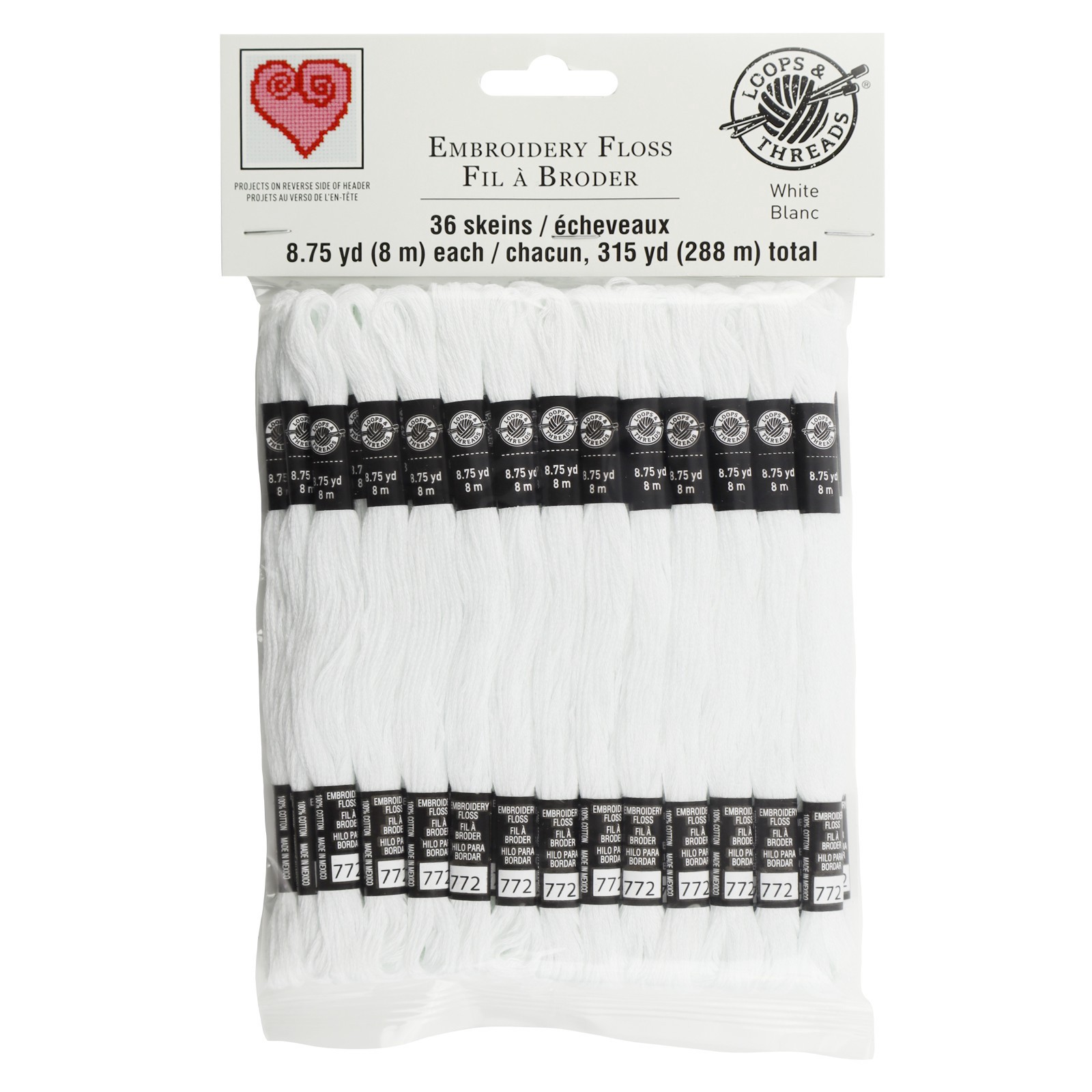 slide 5 of 5, White Embroidery Floss Pack By Loops & Threads, 36ct., 36 ct