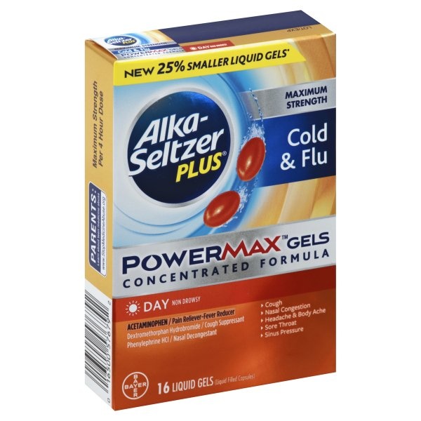 slide 1 of 1, Alka-Seltzer Plus Cold & Flu PowerMax Gels Day, 16 ct