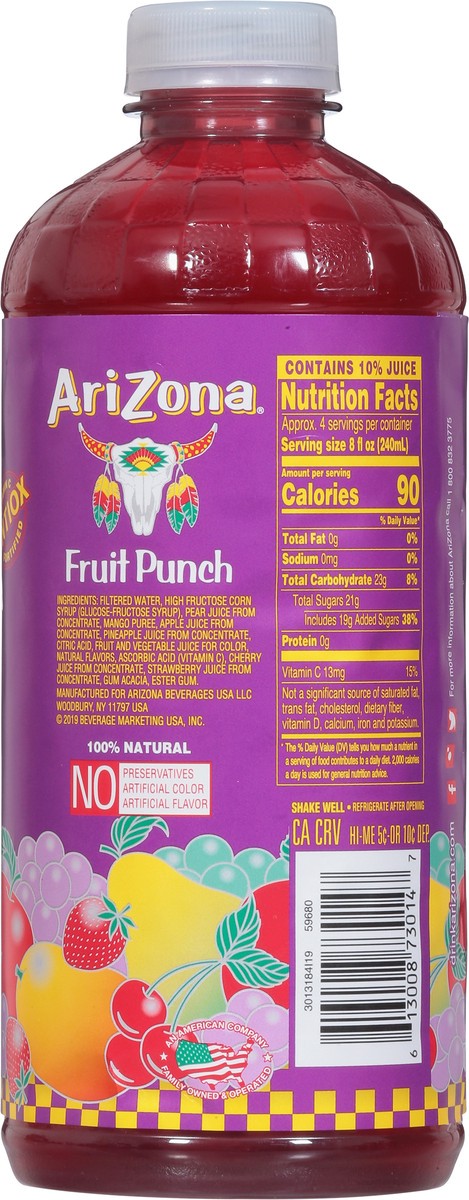 slide 6 of 9, AriZona Fruit Punch Fruit Juice Cocktail - 34 fl oz, 34 fl oz