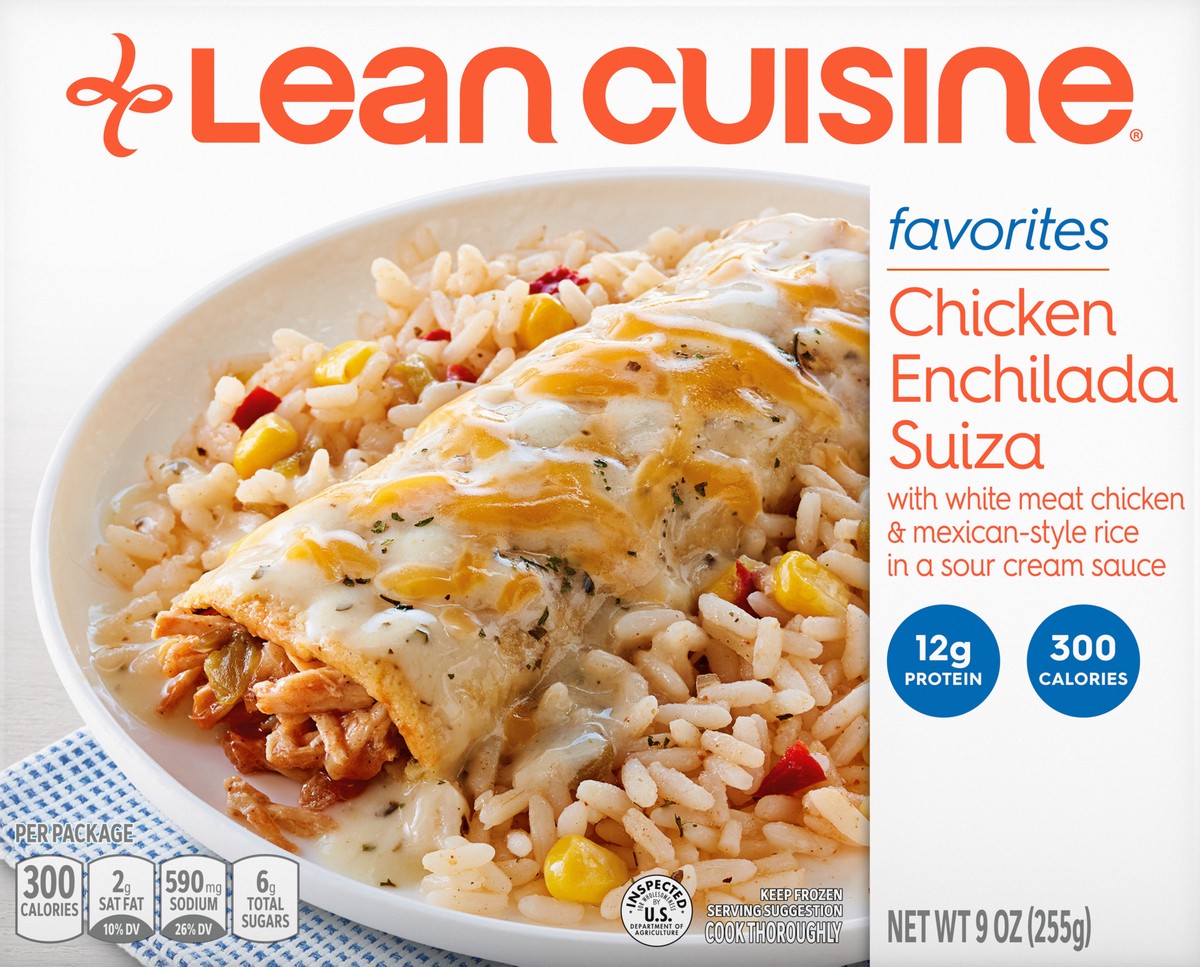 slide 4 of 9, Lean Cuisine Frozen Meal Chicken Enchilada Suiza, Comfort Cravings Microwave Meal, Frozen Chicken and Rice Dinner, Frozen Dinner for One, 9 oz
