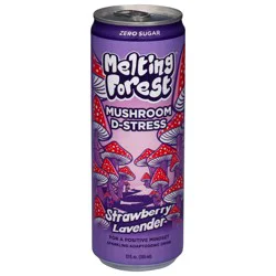 Melting Forest Zero Sugar Mushroom D-Stress Sparkling Strawberry Lavender Adaptogenic Drink 12 fl oz