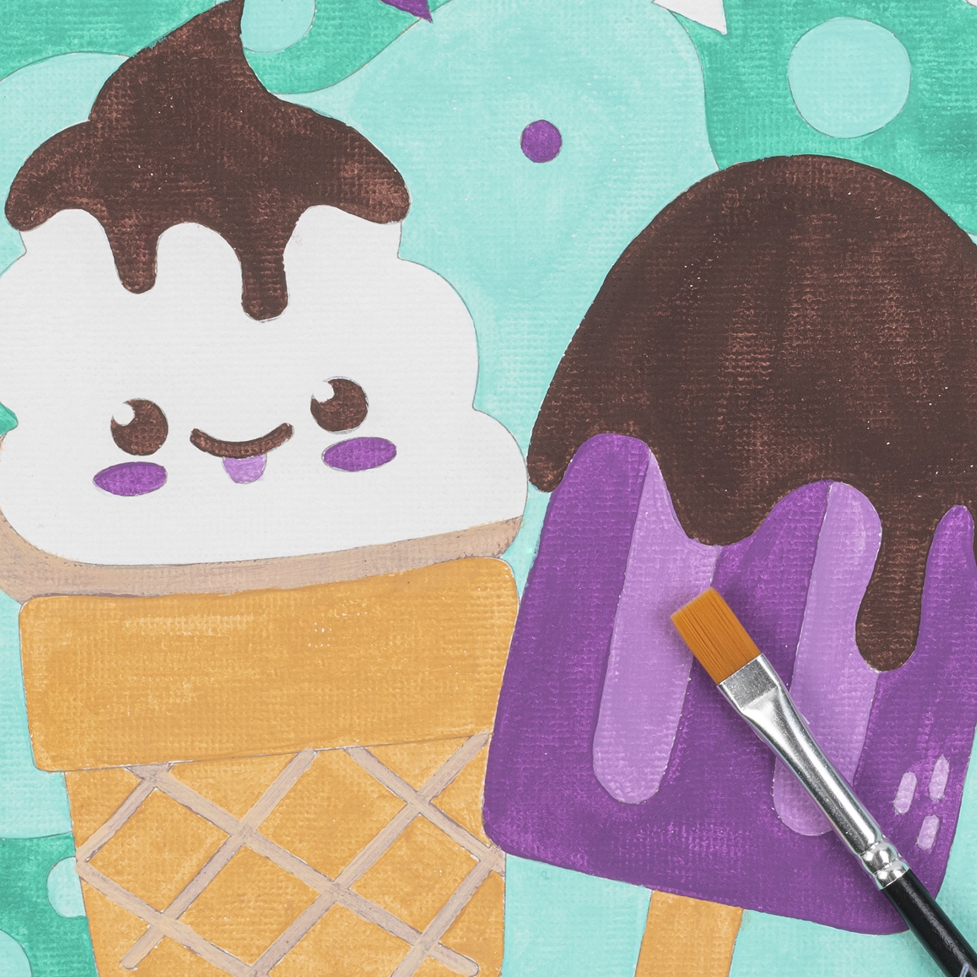 slide 6 of 6, Brea Reese Vivid By Brea Reese Ice Cream Acrylic Paint-By-Number Kit, 6.5 in x 6.5 in