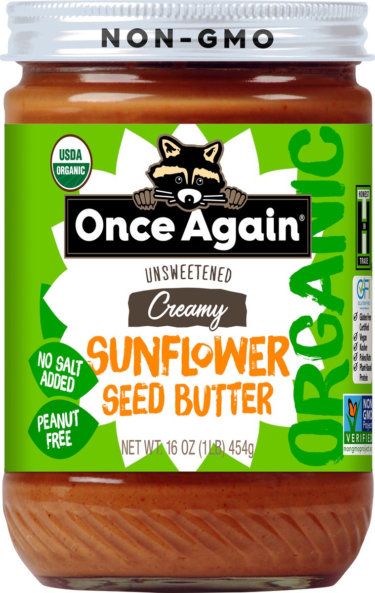 slide 1 of 6, Once Again Unsweetened No Salt Added Creamy Sunflower Seed Butter, 1 ct